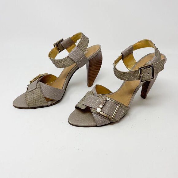 Dumond Snakeskin Leather High Heels - Picture 2 of 13